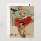 望遠鏡のピンアップ ポストカード (正面/裏面)