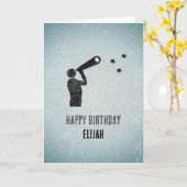 望遠鏡の星見るマンカスタムズを持つ天文学者 カード (黄色い花)