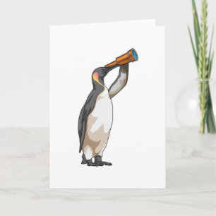 望遠鏡を持ったペンギン カード