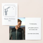 望遠鏡を持つ天文学者 – あなたの写真と文字 箔カード (ディスプレー)