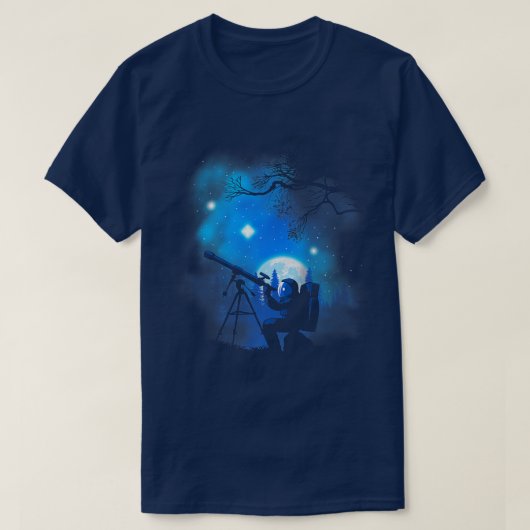 望遠鏡を持つ天文学者 Tシャツ (デザイン正面)
