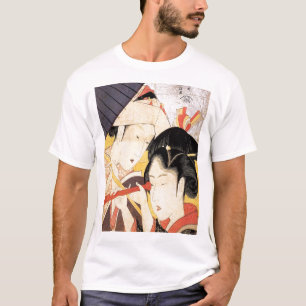望遠鏡を覗く女,北斎望遠鏡を持つ少女,北斎,浮世絵 Tシャツ