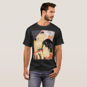 望遠鏡を覗く女、望遠鏡、Hokusai、Ukiyo-eを持つ北斎の女の子 Tシャツ (正面フル)