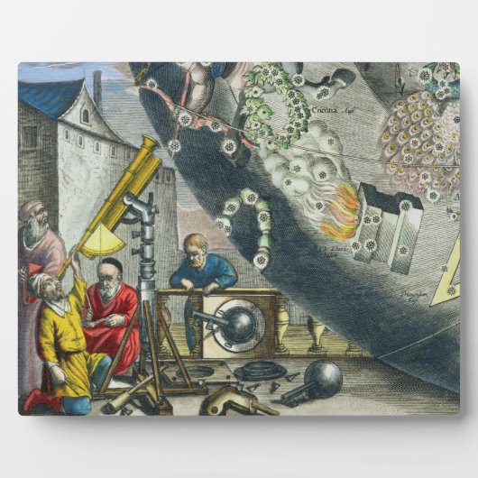 望遠鏡を通して見ている天文学者，詳細 フォトプラーク (正面)