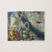 望遠鏡を通って見ている天文学者詳細fr ジグソーパズル (横)