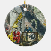 望遠鏡を通って見ている天文学者詳細fr セラミックオーナメント (裏面)