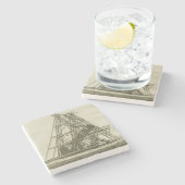 望遠鏡アンティーク科学機器18世紀 ストーンコースター (横)