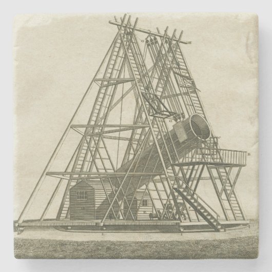 望遠鏡アンティーク科学機器18世紀 ストーンコースター (正面)