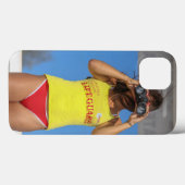 「望遠鏡電話ケースを覗いている女の子 Case-Mate iPhoneケース (裏面 (横))