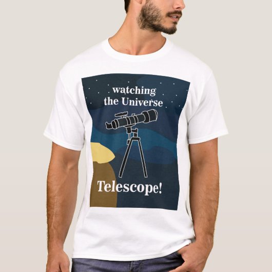 望遠鏡 夜空 天文学 星空観察 趣味 Tシャツ (正面)