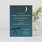 望遠鏡、天文学をテーマにした誕生日パーティー 招待状 (スタンド正面)