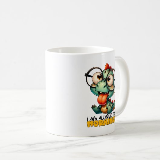 朝おもしろいアレルギーだ コーヒーマグカップ (正面右)