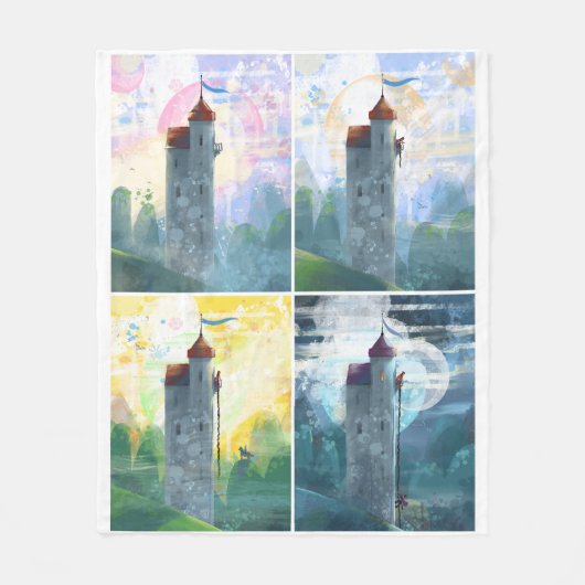 朝から晩までラプンツェル フリースブランケット (正面)