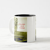 朝から蹴り出す ツートーンマグカップ (正面左)