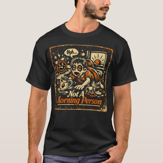 朝が苦手な人へ – 朝嫌いのユーモアTシャツ Tシャツ (正面)