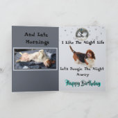 「朝が苦手」バセット 誕生日カード カード (内部)