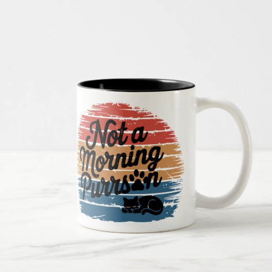 朝ではないパーソンおもしろいキャットマグ ツートーンマグカップ (右)