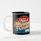 朝ではないパーソンおもしろいキャットマグ ツートーンマグカップ (左)