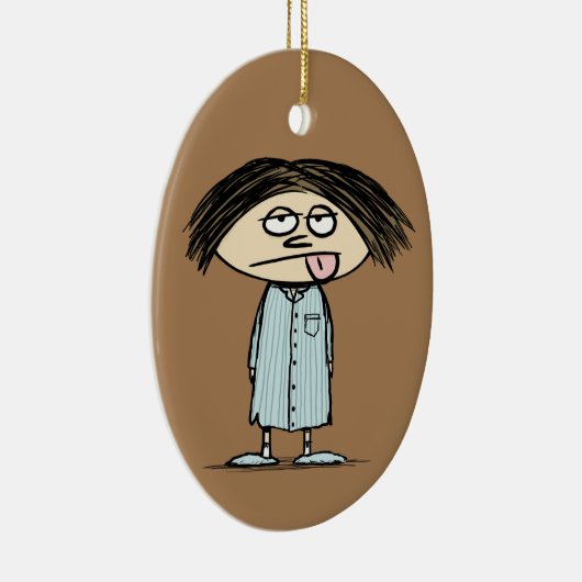 朝ではない人 おもしろい | ユーモアのある セラミックオーナメント (右)