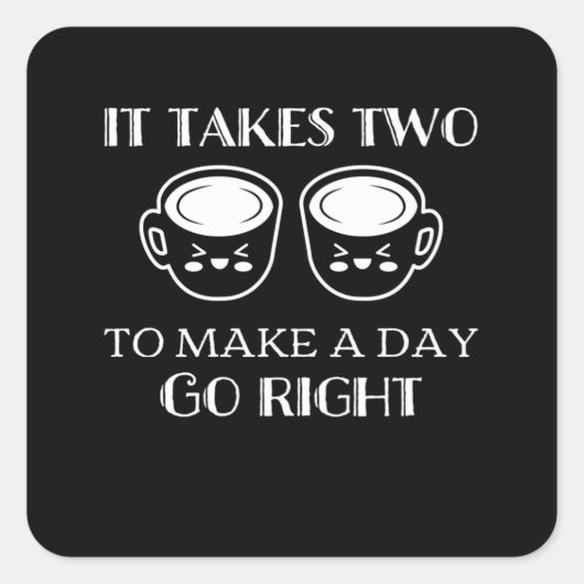 朝に起きるコーヒー疲れたカフェイン スクエアシール (正面)