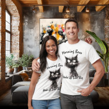 朝のおもしろいボス猫Tシャツ – こんな目で覚めた