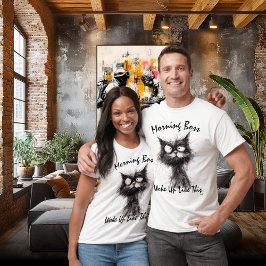 朝のおもしろいボス猫Tシャツ – こんな目で覚めた Tシャツ