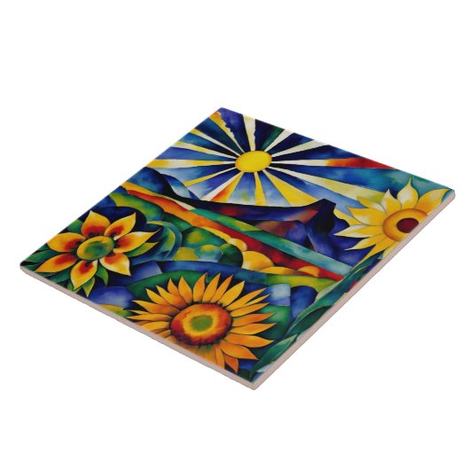 朝のひまわり タイル (側面)