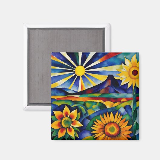 朝のひまわり マグネット (正面/裏面)