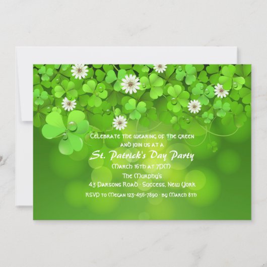 朝のクローバーのセントパトリックの日の招待状 招待状 (正面)