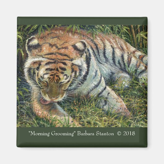 「朝のグルーミング」マグネット マグネット (正面)