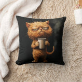 朝のコーヒーで不機嫌な猫 クッション (ブランケット)