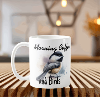 朝のコーヒーと鳥 コーヒーマグカップ