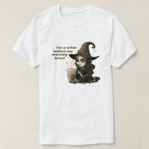 朝のコーヒーを飲む前は魔女だ Tシャツ