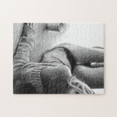 朝のコーヒーペンシルスケッチアートを持つ女性 ジグソーパズル (横)