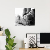 朝のコーヒーペンシルスケッチアートを持つ女性 ポスター (ホームオフィス)