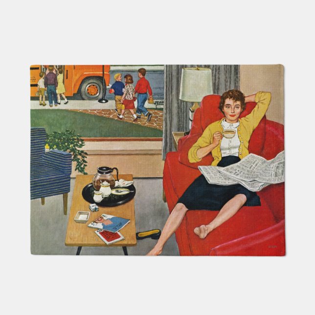 朝のコーヒー休憩 ドアマット (正面)