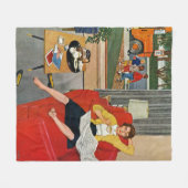 朝のコーヒー休憩 フリースブランケット (正面(横))