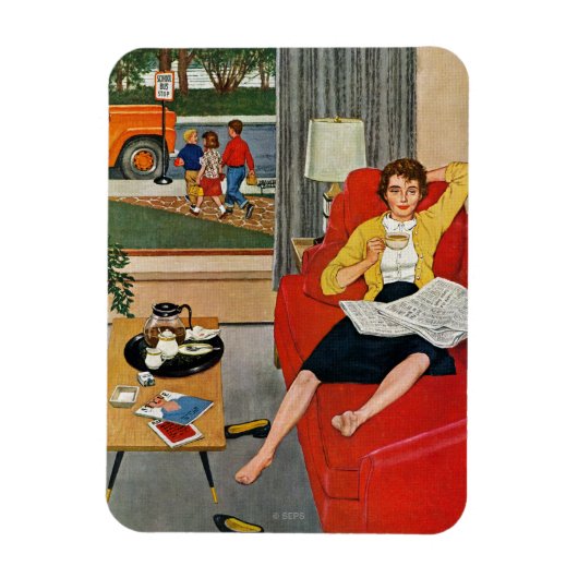 朝のコーヒー休憩 マグネット (縦)