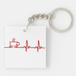 朝のコーヒー心拍EKG キーホルダー