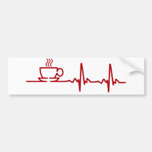 朝のコーヒー心拍EKG バンパーステッカー
