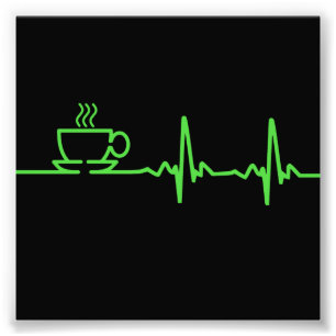 朝のコーヒー心拍EKG フォトプリント
