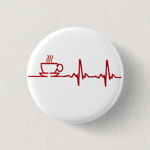 朝のコーヒー心拍EKG 缶バッジ