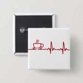 朝のコーヒー心拍EKG 缶バッジ (正面&裏面)