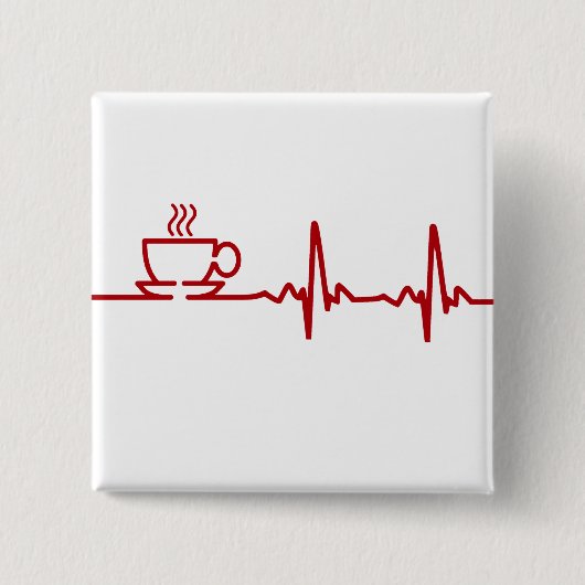 朝のコーヒー心拍EKG 缶バッジ (正面)