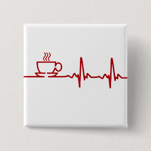 朝のコーヒー心拍EKG 缶バッジ