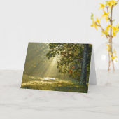 朝のサンビームを持つオークの木の自然写真 カード (黄色い花)