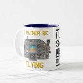 朝のジェット燃料の匂いが好きだ ツートーンマグカップ (正面左)