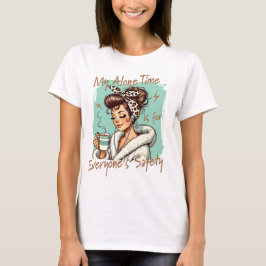朝のティール色のコーヒータイムガール Tシャツ