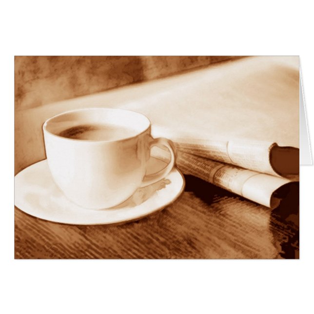 朝のニュースおよびコーヒー (正面横)