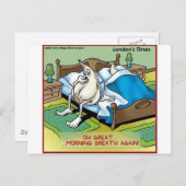 朝のニンニクの息を吐きおもしろい出す漫画のギフト ポストカード (正面/裏面)